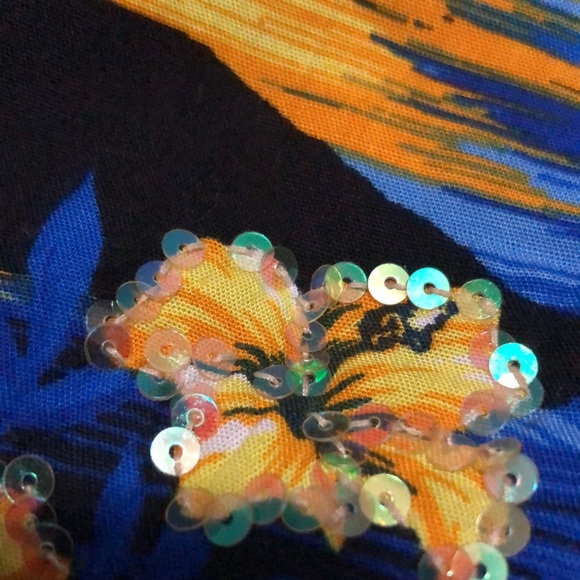 Bahama/Barbados Cloth Bag with Bamboo Handles-15x10-Blue/Black/Orange-EUC - Picture 5 of 13